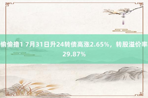 偷偷撸1 7月31日升24转债高涨2.65%，转股溢价率29.87%